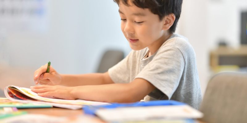 勉強する男の子